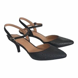 NIB Black Shimmer Rhinestone Slingback kitten Heels – Prom / Formal – Size 10